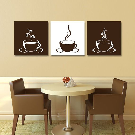 Kitchen Canvas Wall Art
 Set of 3 Coffee Cup Canvas Wraps Espresso Art