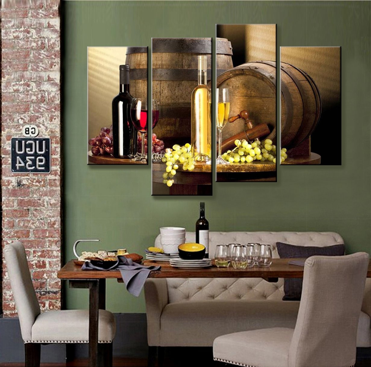 Kitchen Canvas Wall Art
 Grape and Wine Canvas Wall Art Framed Wine Canvas Print