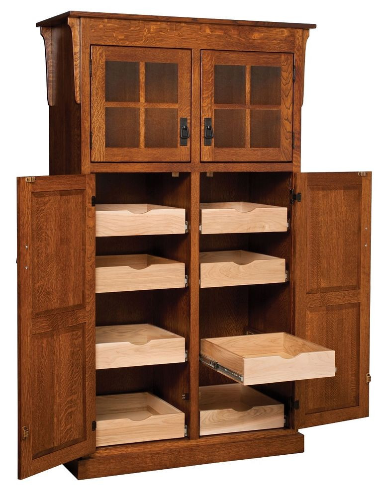 Kitchen Pantry Storage Cabinets
 Amish Mission Rustic Kitchen Pantry Storage Cupboard Roll