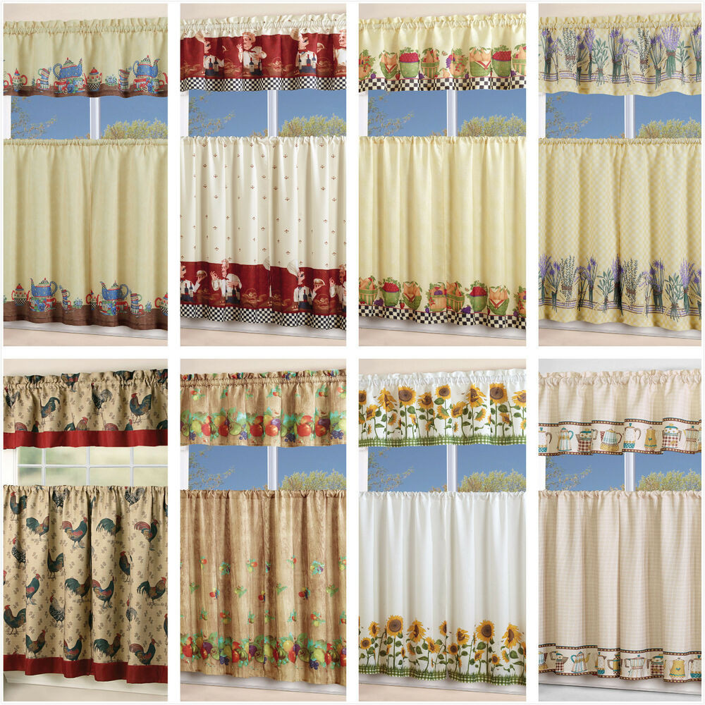 Kitchen Swags Curtains
 3 Piece Floral Kitchen Curtain with Swag and Tier Window