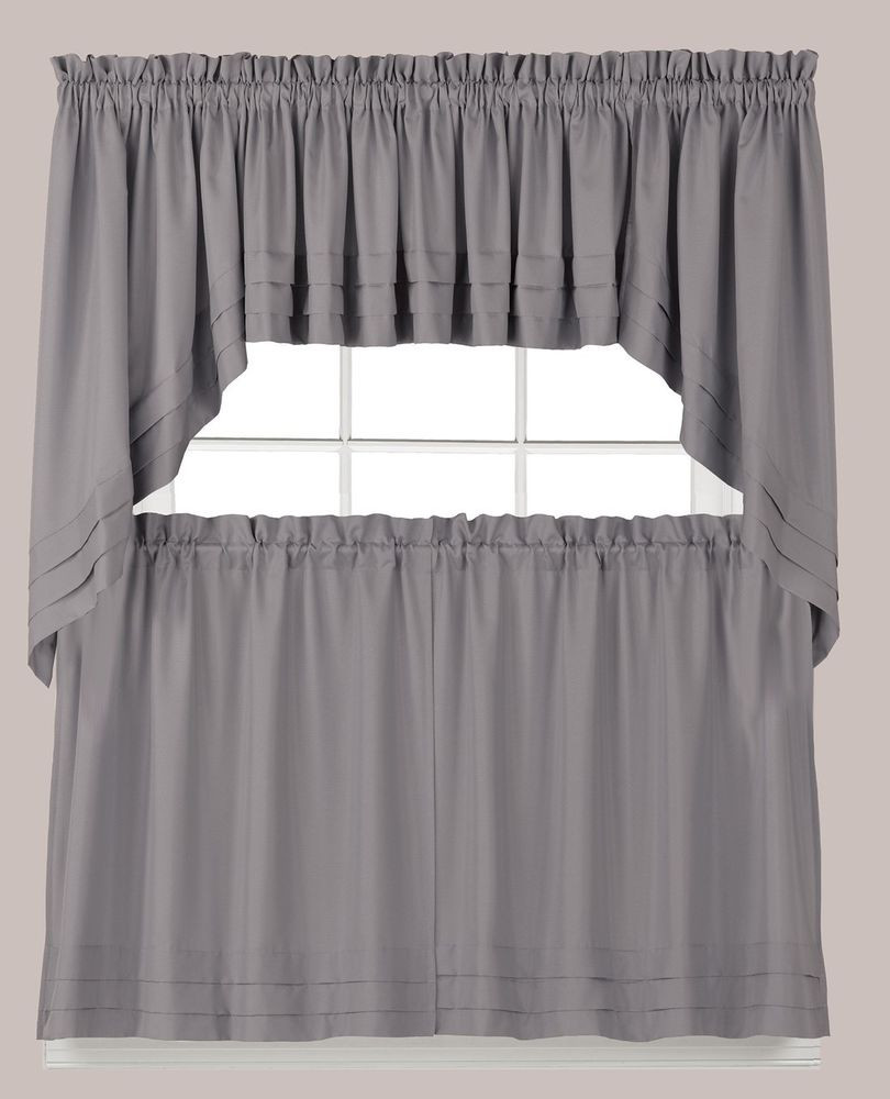 Kitchen Swags Curtains
 Holden Kitchen Curtain Gray Tiers Swags Valances