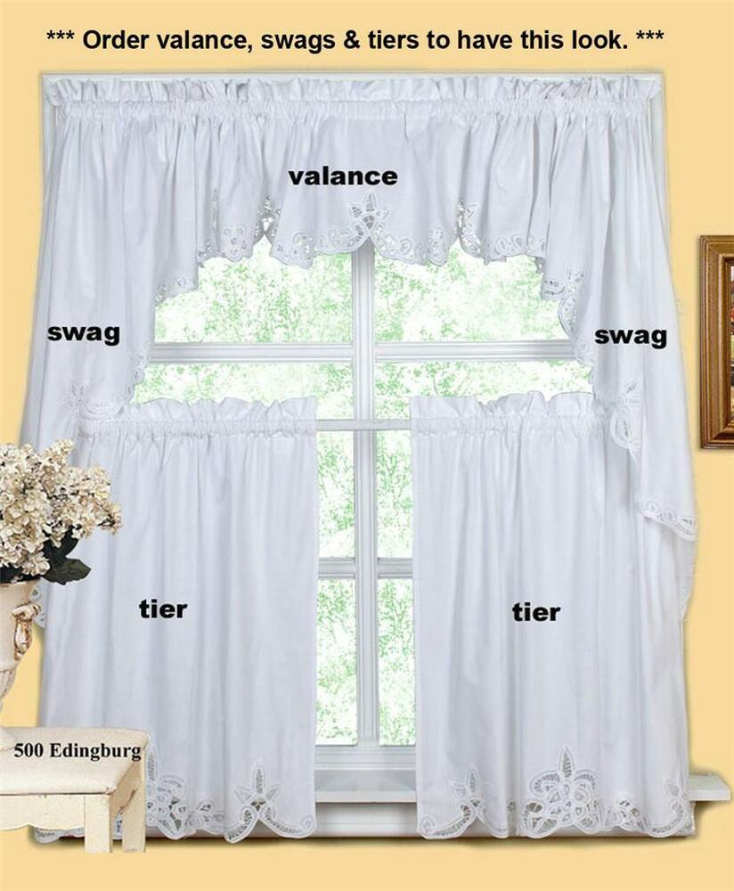 Kitchen Swags Curtains Lovely White Battenburg Lace Kitchen Curtain Valance Tier Swag Of Kitchen Swags Curtains 