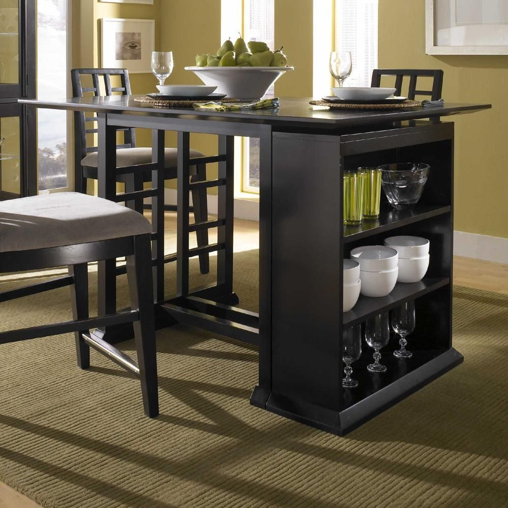 Kitchen Table With Storage
 Perspectives Counter Height Pub Table with Storage Unit