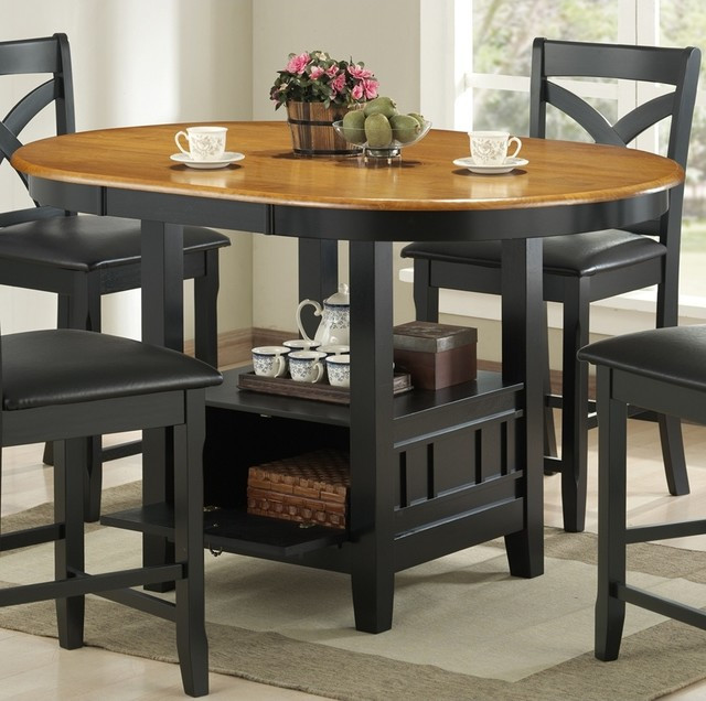 Kitchen Table With Storage
 Transitional Kirwin Collection Oval Storage Counter Height