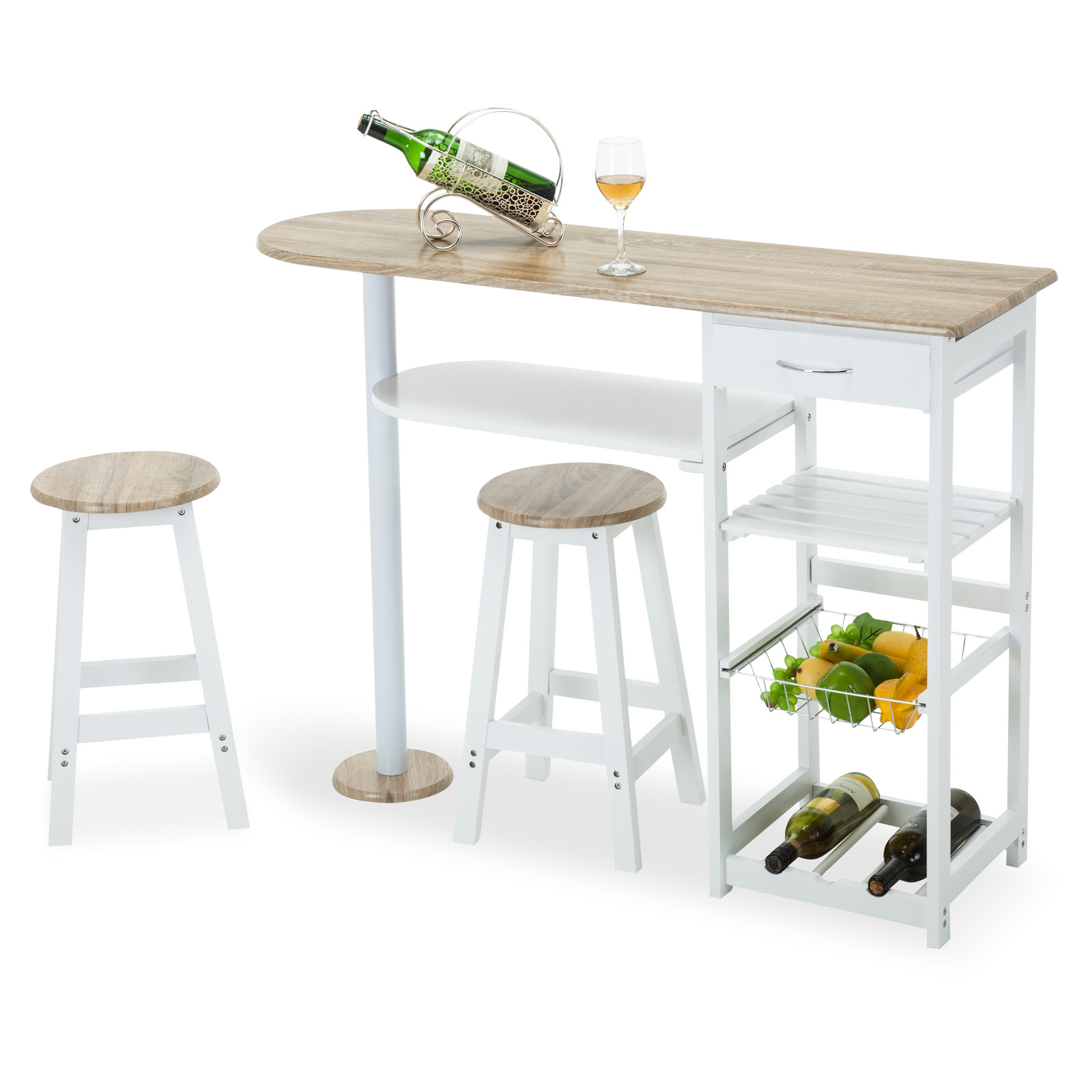 Kitchen Table With Storage
 Oak White Kitchen Island Cart Trolley Dining Table Storage