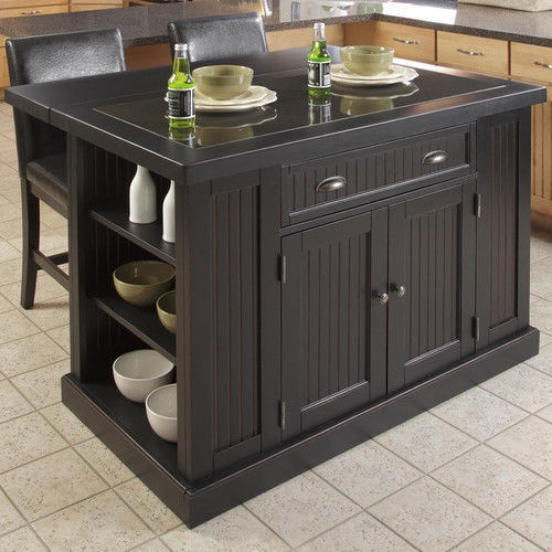 Kitchen Table With Storage
 Kitchen Island Table Granite Distressed Black Storage