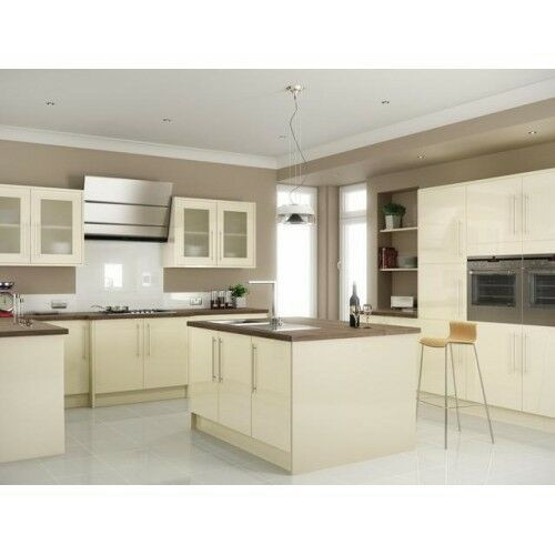 Kitchen Wall Unit
 CREAM HIGH GLOSS KITCHEN CABINETS BASE AND WALL UNITS WITH