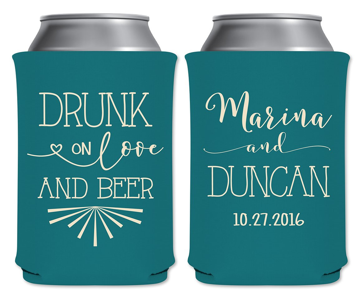 Koozie Wedding Favors
 Drunk Love And Beer 1A Collapsible Custom Coolers