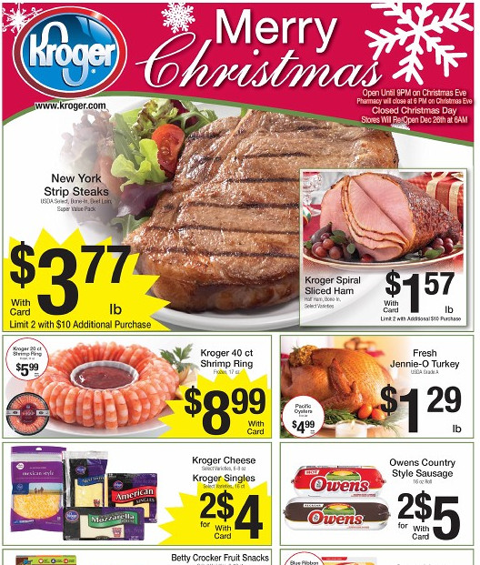 Kroger Holiday Dinners
 Kroger Weekly Deals 12 21 MyLitter e Deal At A Time