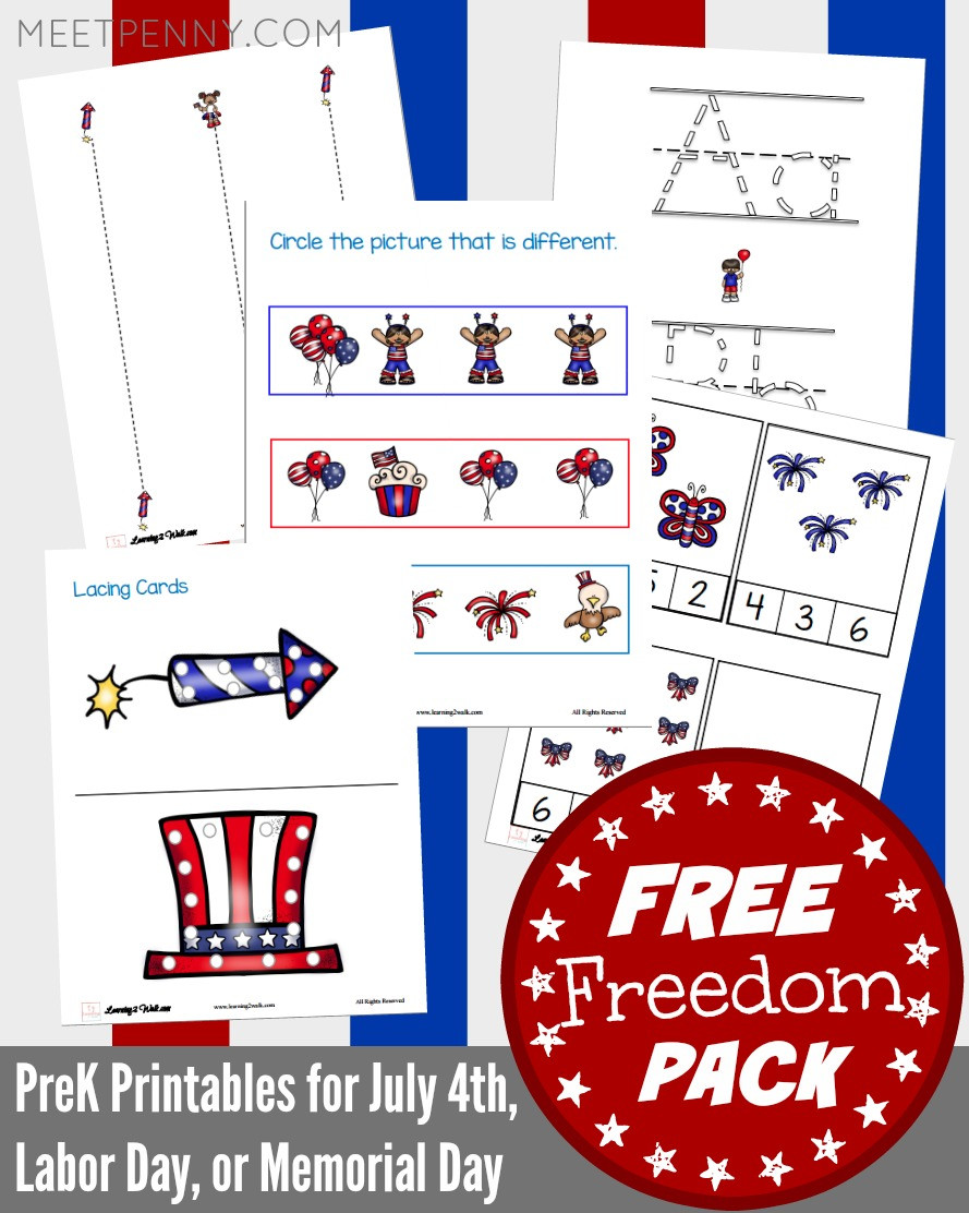 Labor Day Activities For Kindergarten
 FREE PreK Printables for July 4th or Labor Day Meet Penny