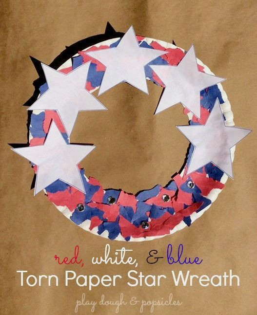 Labor Day Craft For Kids
 Ripped Paper Star Wreath