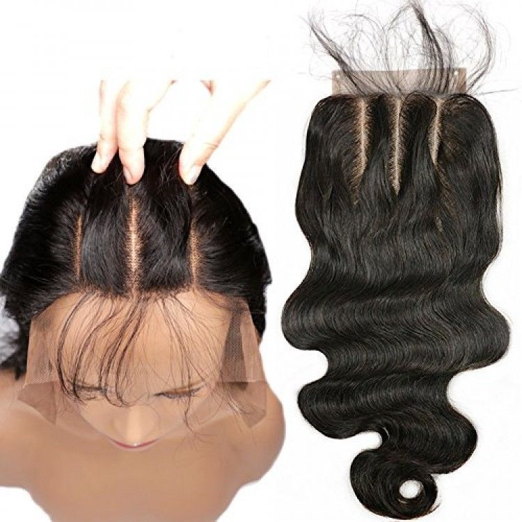 Lace Closure With Baby Hair
 3 Part Lace Closure 4x4 Body Wave Human Hair Closure Piece