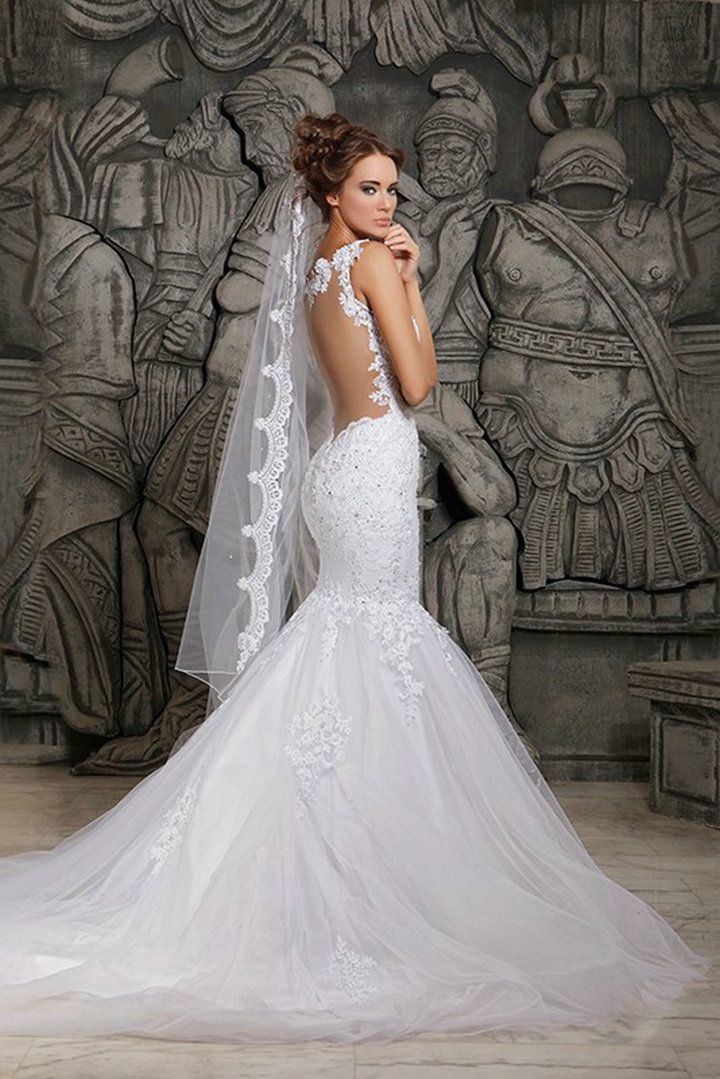 Lace Mermaid Wedding Dresses
 2019 Wedding Dresses Mermaid Applique Lace Spaghetti