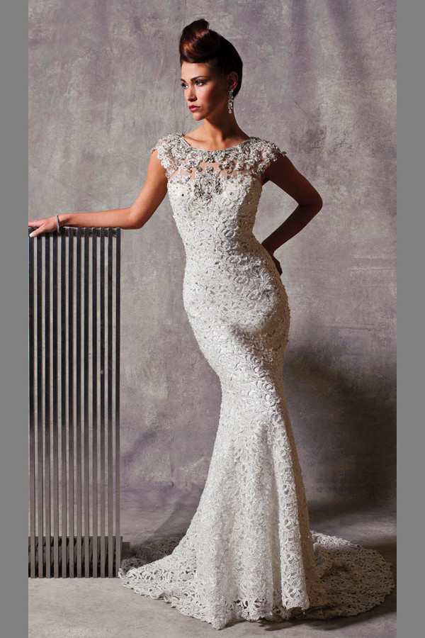 Lace Sheath Wedding Dress
 1 Stephen Yearick Bridal Gown Lace Sheath Beaded Illusion