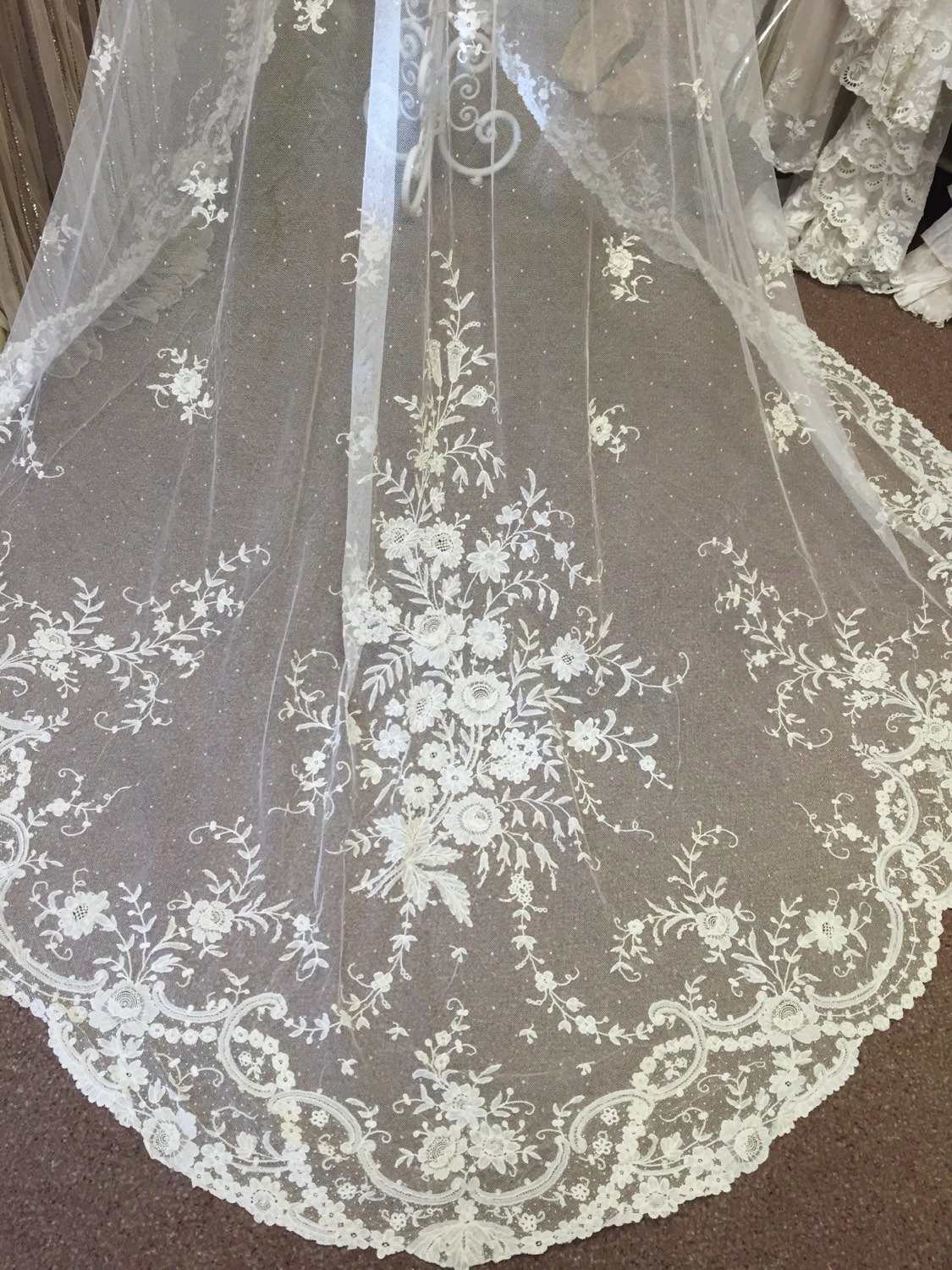 Lace Veil Wedding
 Exquisite Antique Lace Wedding Veil by AntiqueLaceHeirlooms