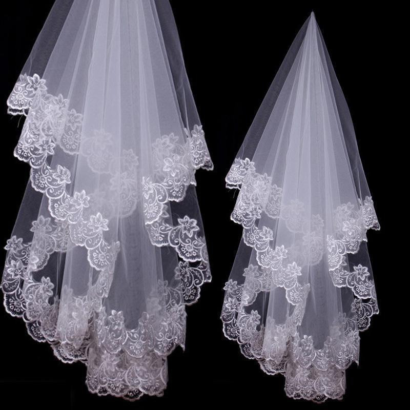 Lace Veil Wedding
 Long trailing bridal veil wedding accessories lace soft