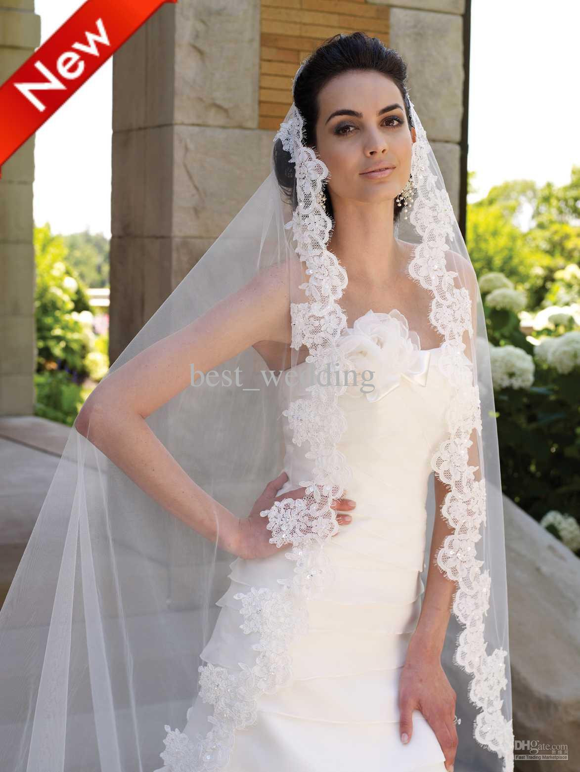 Lace Veil Wedding
 Luxury White Lace Applique Wedding Veils For Wedding