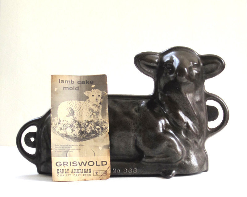 Lamb Cake Mold Recipe
 Vintage Griswold Cast Iron Lamb Cake Mold No 866 with Recipe