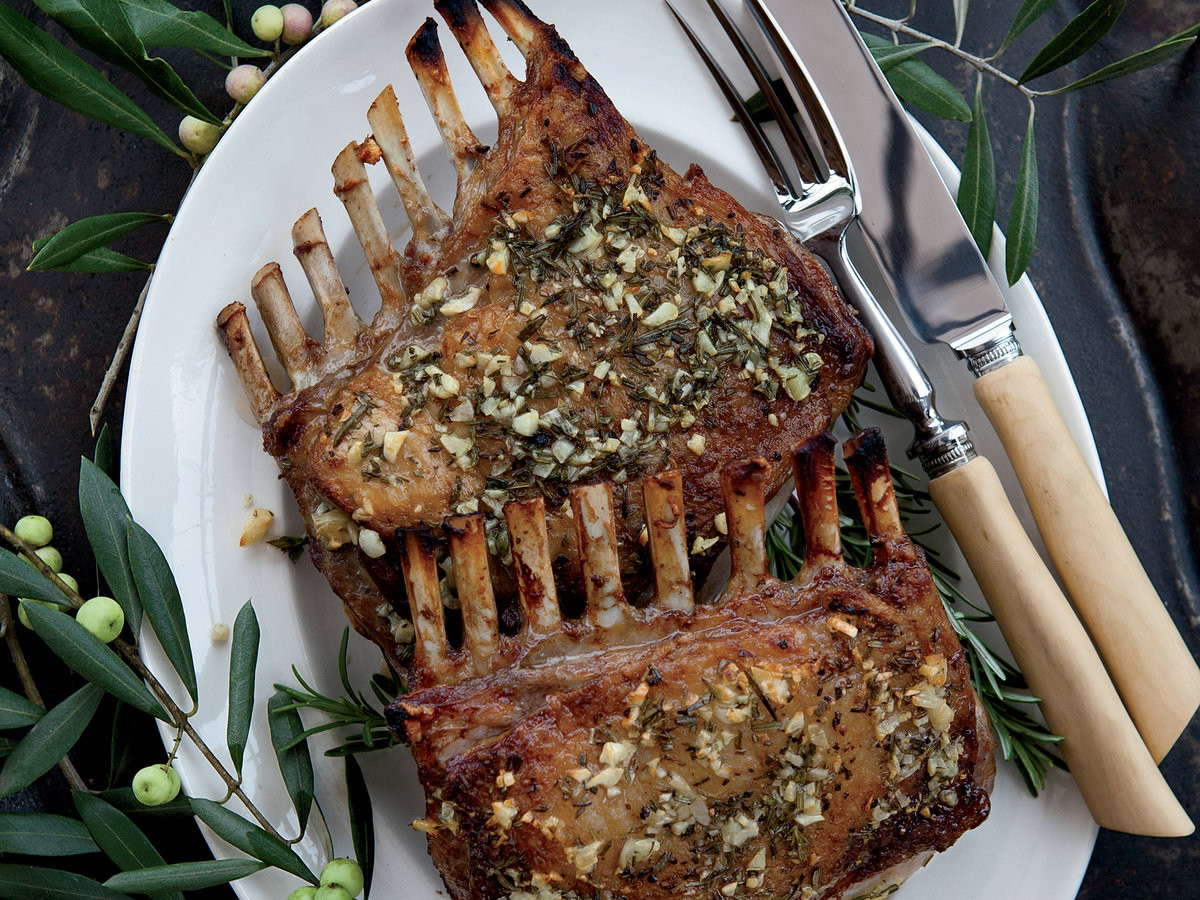 Lamb Side Dishes Food Network
 Garlic Crusted Roast Rack of Lamb Recipe Kenny Rochford