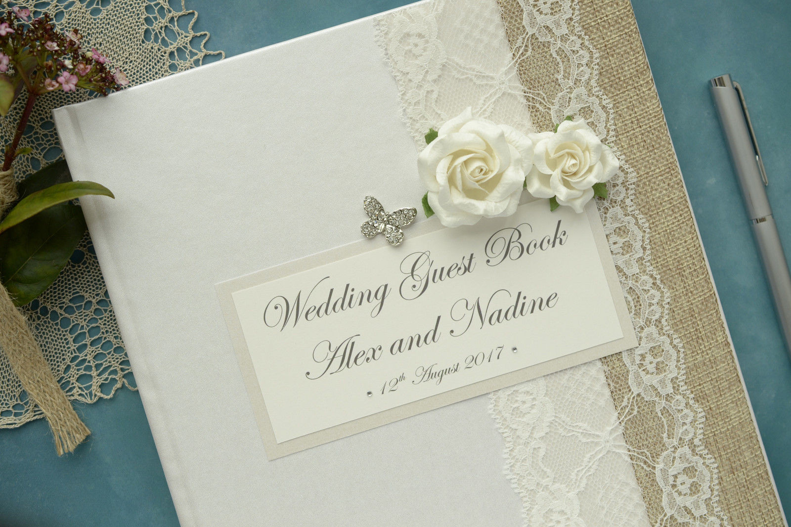 Large Guest Book Wedding
 Luxury Personalised Wedding Guest Book – Vintage