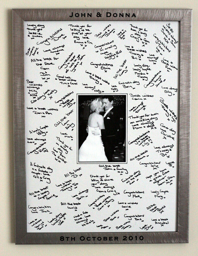 Large Guest Book Wedding
 Engraved Personalised Framed Guest Signature Signing