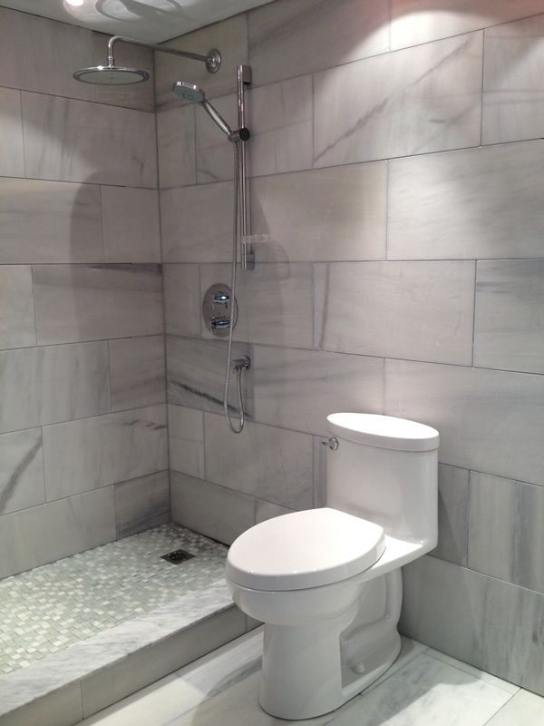 Large Tile In Small Bathroom
 Use large format tiles through out your entire bathroom