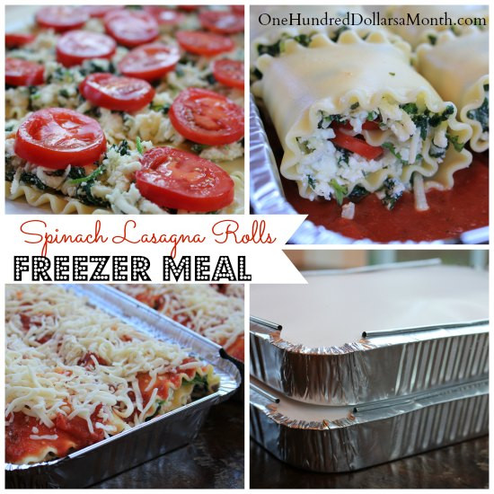 Lasagna Freezer Meal
 Freezer Meals Spinach Lasagna Rolls e Hundred