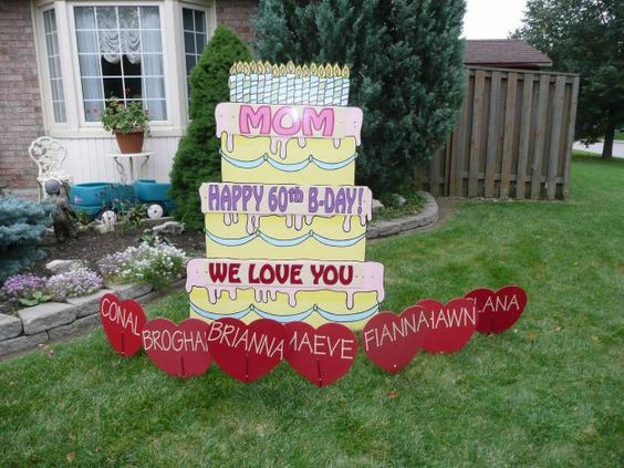 Lawn Decorations For Birthday
 Birthday Cake and Hearts birthday lawn sign
