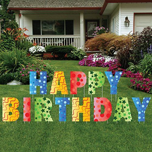 Lawn Decorations For Birthday
 Happy Birthday Letters Yard Card 13 Pcs w10 EZ stakes 16