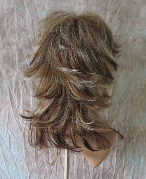 Layered Haircuts Long Hair Illustration
 Medium Wig Auburn Blonde Mix Wavy Multi Layers Choppy