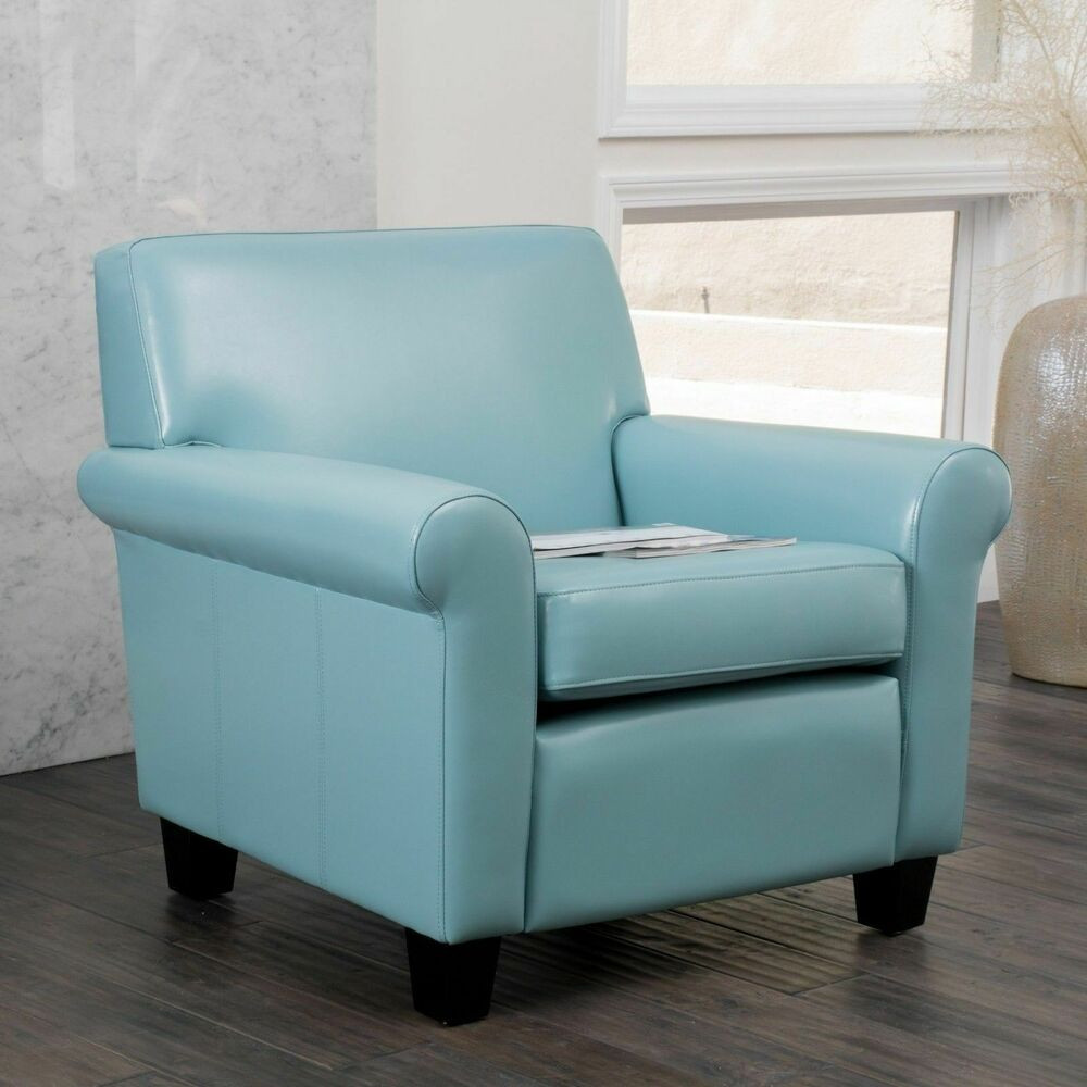 Leather Living Room Chairs
 Living Room Furniture Teal Blue Leather Club Chair