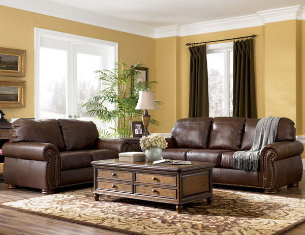 Leather Sofa Living Room Ideas
 Modern Furniture luxury living room curtains photo
