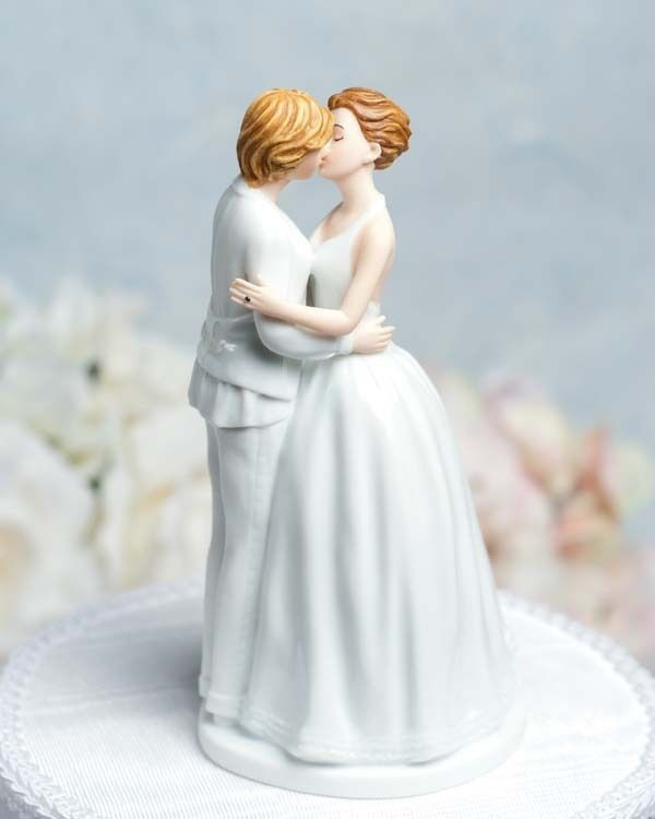 Lesbian Wedding Cake Topper
 Gay Lesbian Romance Kissing Bride Female Couple Wedding