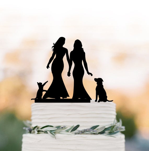 Lesbian Wedding Cake Topper
 Lesbian Wedding Cake topper with dog same wedding