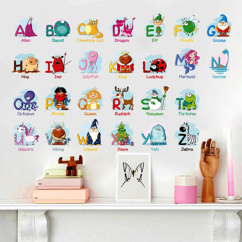 Letters For Kids Room
 Aliexpress Buy Cartoon Alphabet Wall Stickers A Z