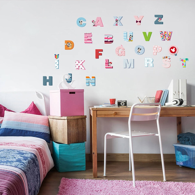 Letters For Kids Room
 Cartoon Colorful Mickey 26 Letters alphabet Wall Stickers