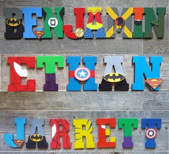 Letters For Kids Room
 Hand painted superhero letters for kids room nursery decor