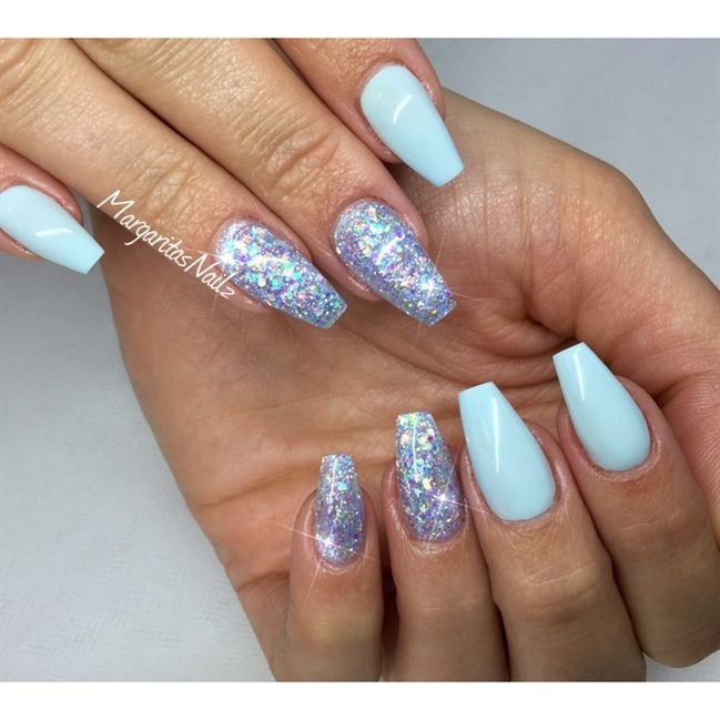 Light Blue Glitter Nails
 The Best and Most prehensive Coffin Baby Blue And