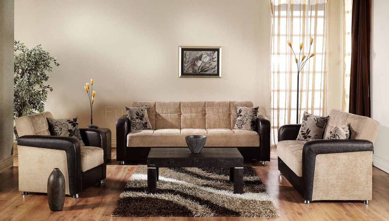 Light Brown Living Room
 VISION Benja Sleeper Sofa in Light Brown by Istikbal