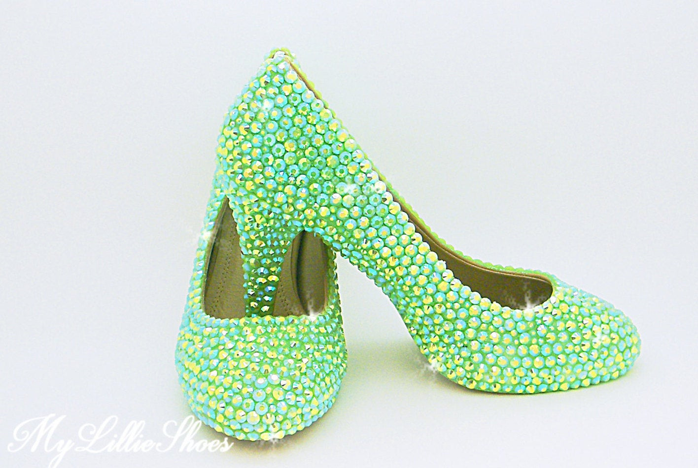 Lime Green Wedding Shoes
 Lime Green Shoes Bling low heels Wedding Halloween Gift