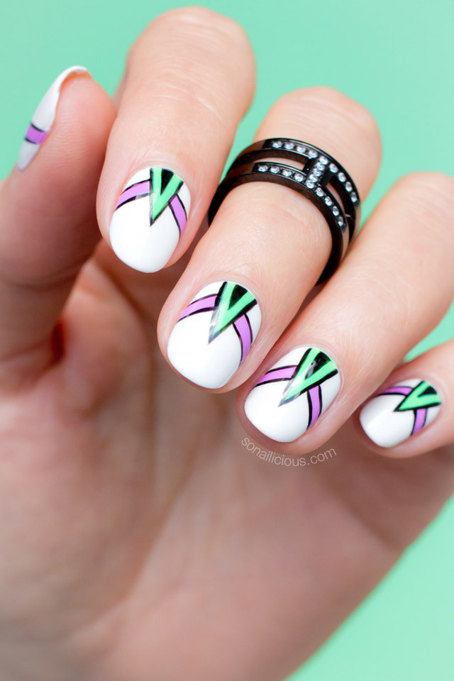 Line Nail Art
 Spikes and Lines Abstract Nail Art