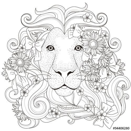 Lion Coloring Pages For Adults
 Vektor lovely lion coloring page How cool is this
