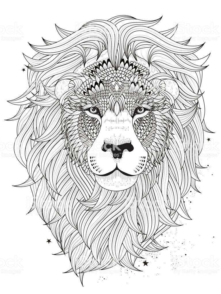 Lion Coloring Pages For Adults
 Lion Head Coloring Page Stock Vector Art & More of