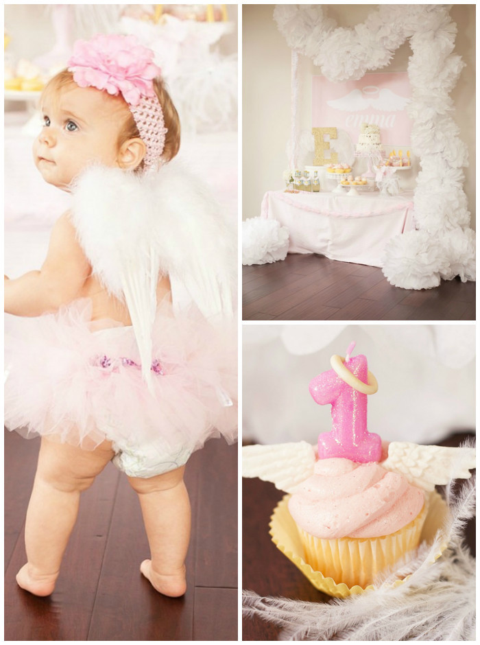 Little Girl First Birthday Party Ideas
 Kara s Party Ideas Little Angel 1st Birthday Party via