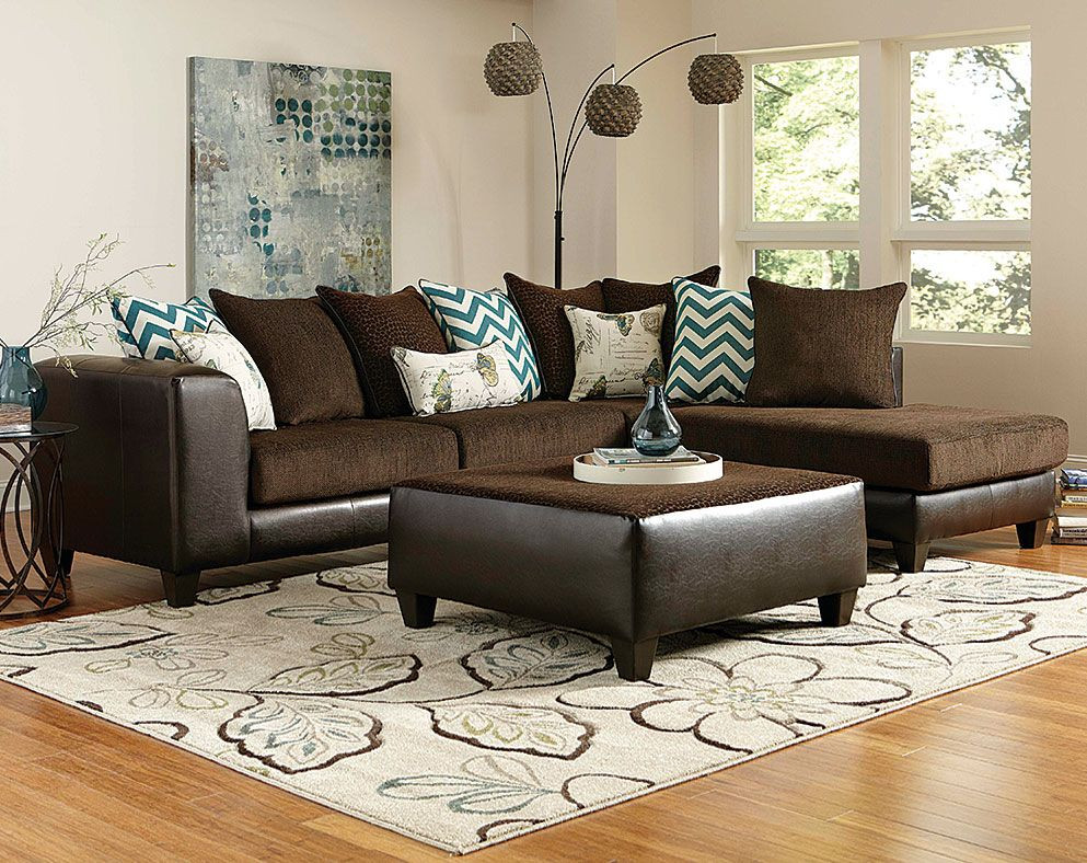 Living Room Decor With Sectional
 Brown Wrap Around Couch