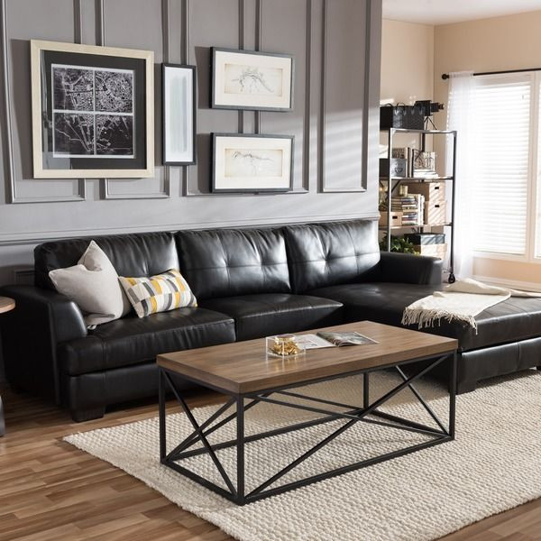 Living Room Decor With Sectional
 Dobson Black Leather Modern Sectional Sofa
