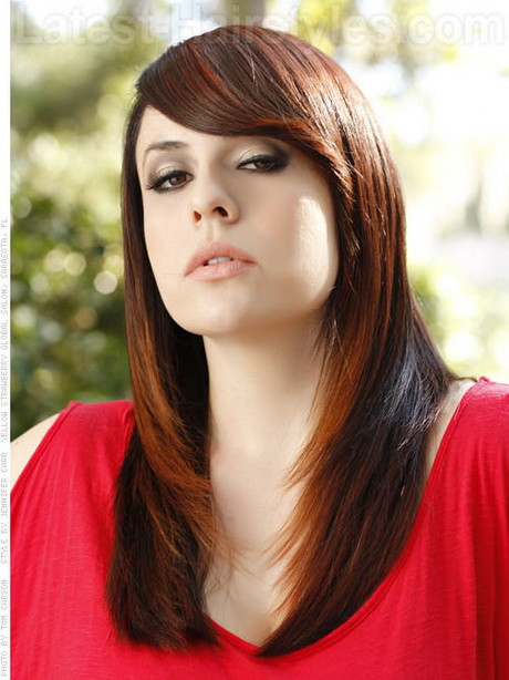 Long Layered Hairstyle With Side Bangs
 Long layered haircuts with side bangs