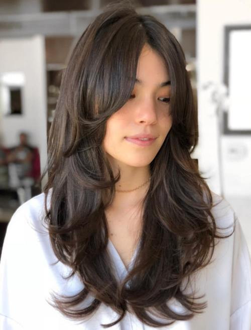 Long Layered Hairstyle With Side Bangs
 50 Cute Long Layered Haircuts with Bangs 2020