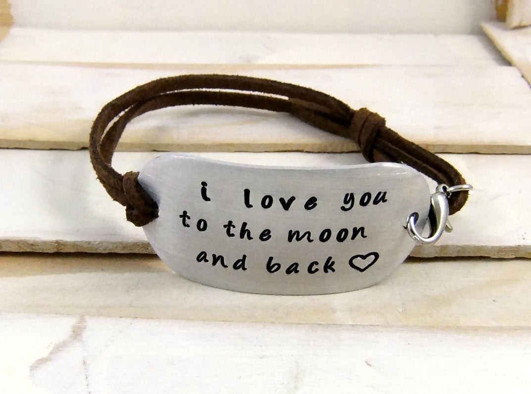 Love You To The Moon And Back Bracelet
 I love you to the moon and back Hand Stamped Bracelet