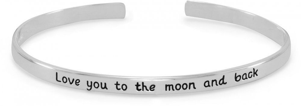 Love You To The Moon And Back Bracelet
 "Love you to the moon and back" Cuff Bracelet 925 Sterling